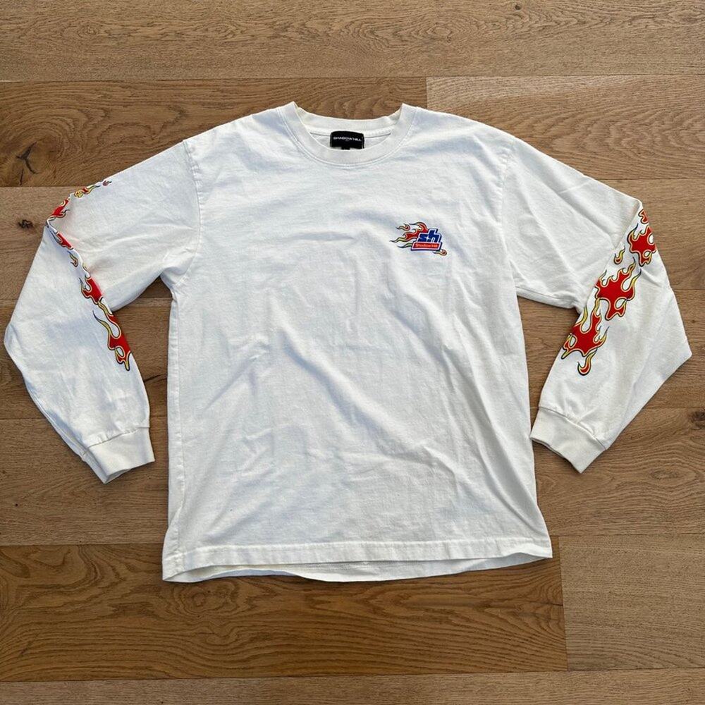 Shadow Hill Los Angeles Flame Long Sleeve Tee in White